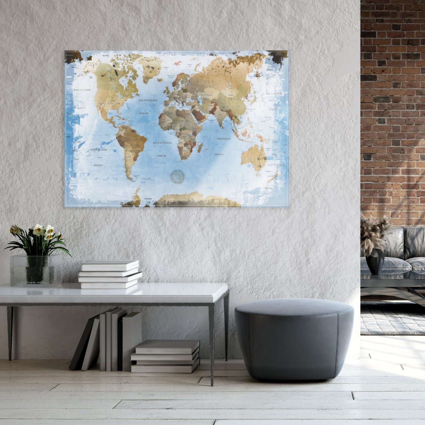 Magnetisches Glasbild - Weltkarte Ice